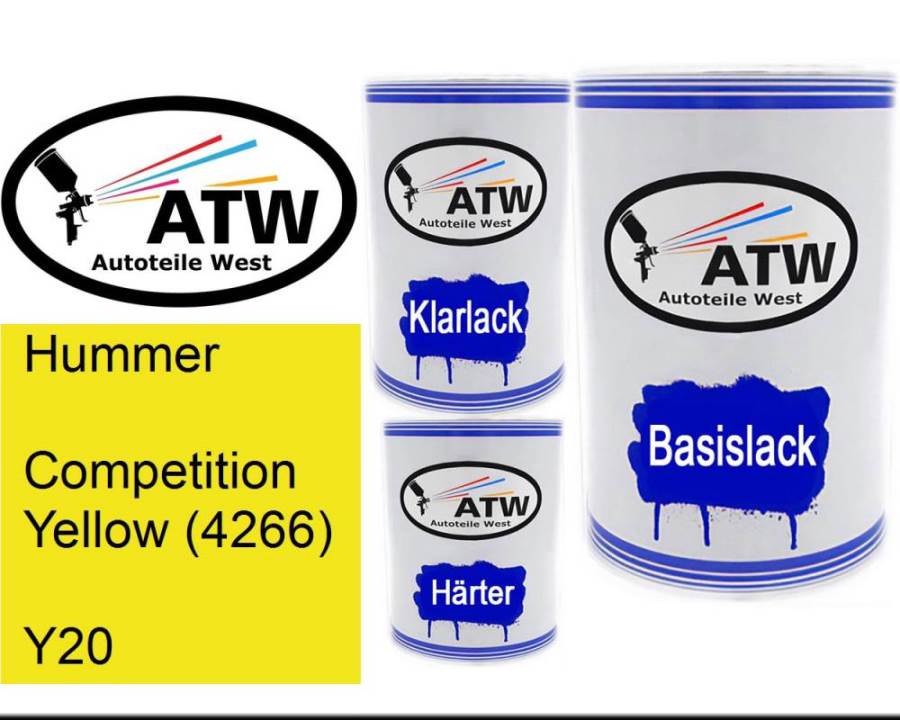Hummer, Competition Yellow (4266), Y20: 500ml Lackdose + 500ml Klarlack + 250ml Härter - Set, von ATW Autoteile West.